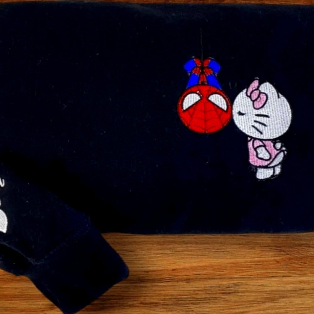 spiderman sweater embroider black